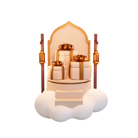 Ramadan Geschenkpodium  3D Illustration