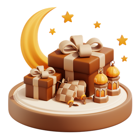 Ramadan Gift With Stars  3D Icon