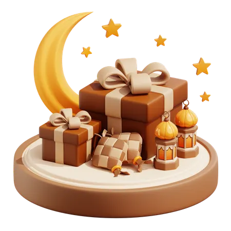 Ramadan Gift With Stars  3D Icon