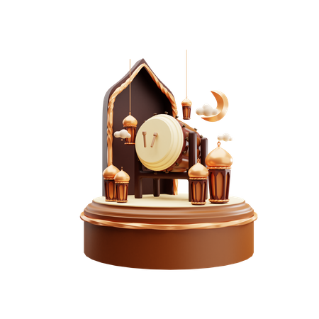 Ramadan Islamic drum  3D Illustration