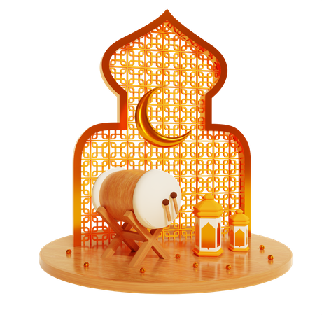 Ramadan Islamic drum 3D Illustration