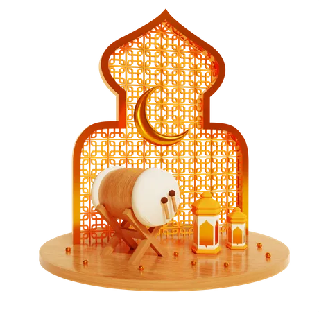 Ramadan Islamic drum  3D Illustration