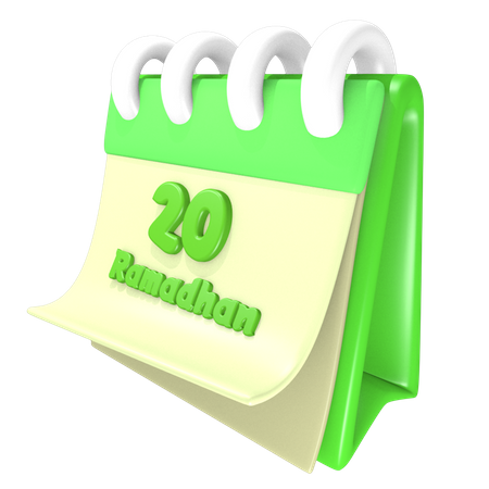 Ramadan-Kalender 20 Datum  3D Icon