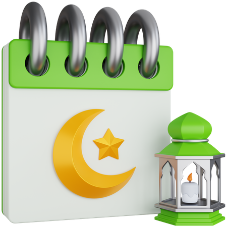 Ramadan-Kalender mit Laternenlichtern  3D Icon