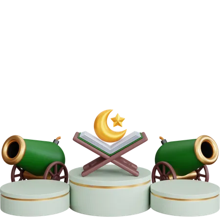 Ramadan-Kanone mit Koran  3D Icon