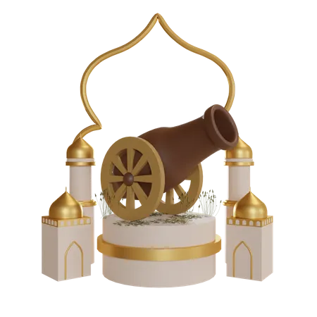 Ramadan Kanonenpodium  3D Illustration