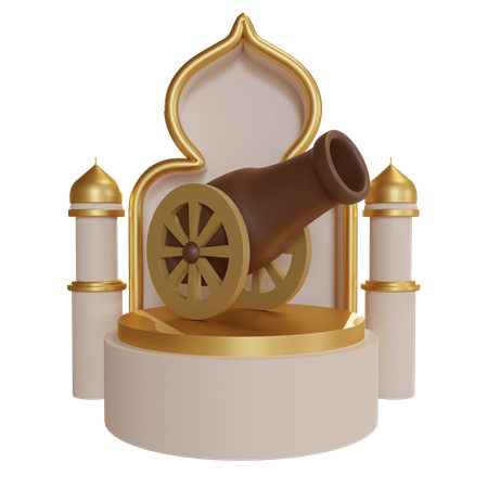 Ramadan Kanonenpodium  3D Illustration