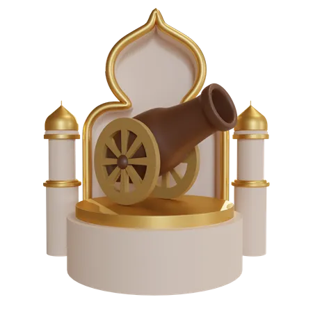 Ramadan Kanonenpodium  3D Illustration