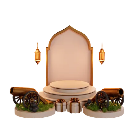 Ramadan Kanonenpodium  3D Illustration