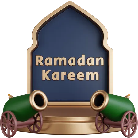 3 D Rendering Ramadan Illustration With Cannon Isolated 3D Icon