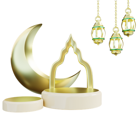 Podio de la luna creciente de Ramadán  3D Icon
