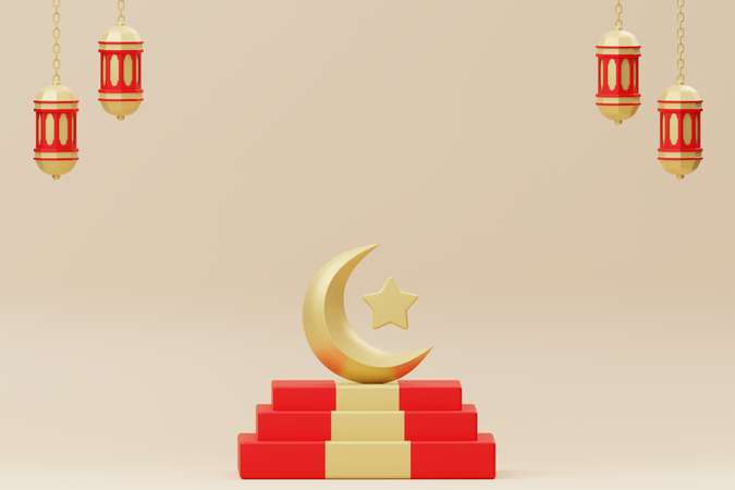 Ramadan-Mondpodium  3D Illustration