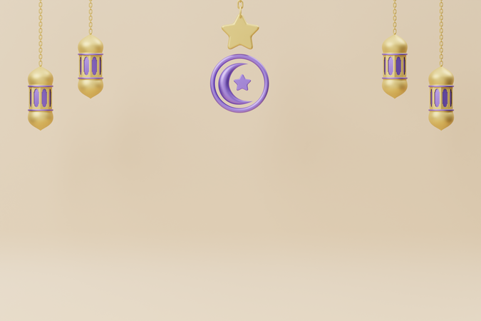 Ramadan Moon Lantern  3D Illustration