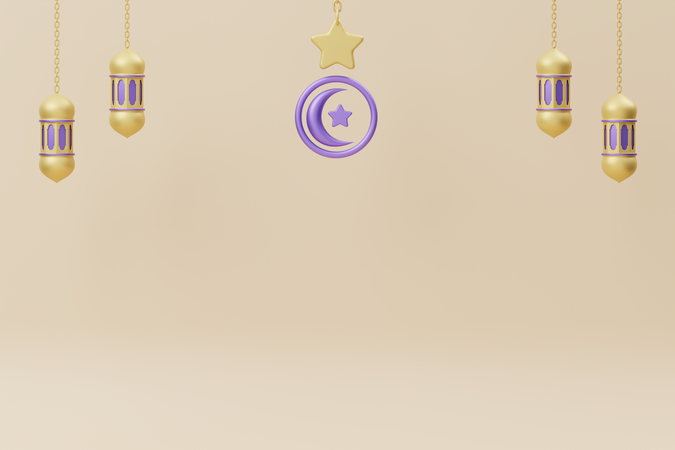 Ramadan Moon Lantern 3D Illustration