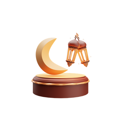 Ramadan moon podium  3D Illustration