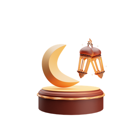 Ramadan moon podium 3D Illustration