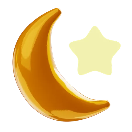 Charming Cute Moon Star Icon With Fresh Color Best For Ramadan Event Promotion 3D Icon