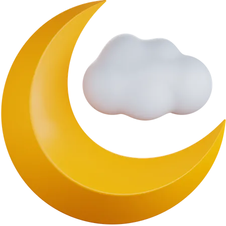 3 D Icon Illustration Crescent Moon With Little Cloud 3D Icon