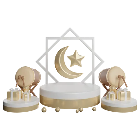 Podio de Ramadán  3D Illustration