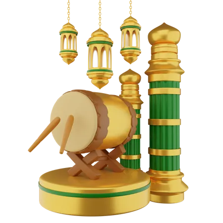 Podio de Ramadán  3D Illustration