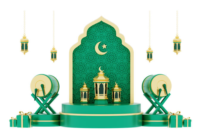 Podio de Ramadán  3D Illustration