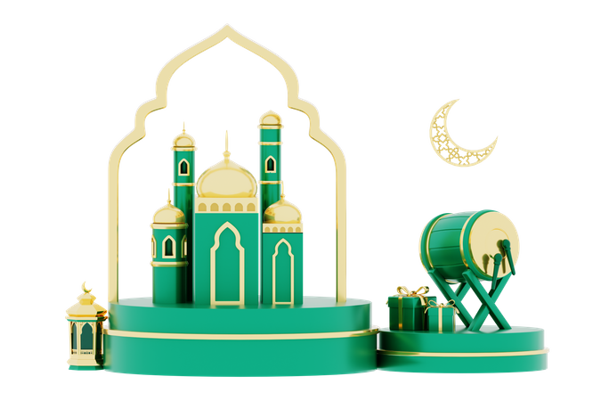 Podio de Ramadán  3D Illustration