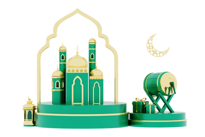 Podio de Ramadán  3D Illustration