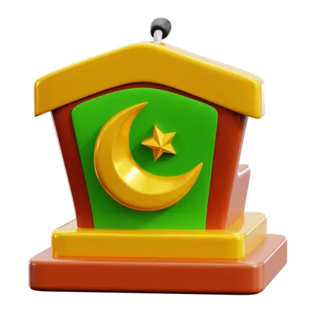Mosque Khutbah Podium Islamic Imam Preach On Friday Salah 3 D Icon Illustration Render Design 3D Icon