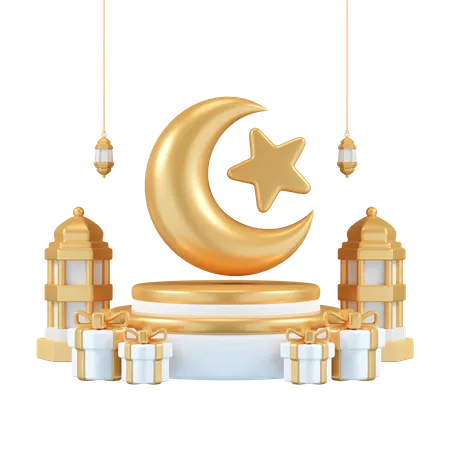 Ramadan Podium  3D Illustration