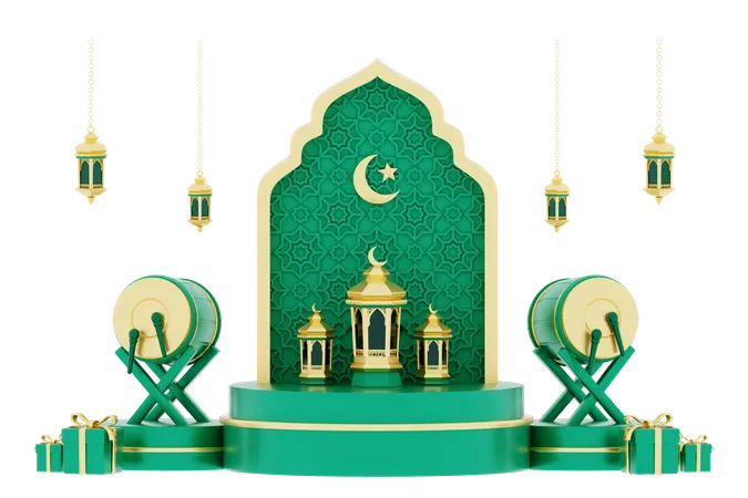 Ramadan Podium  3D Illustration