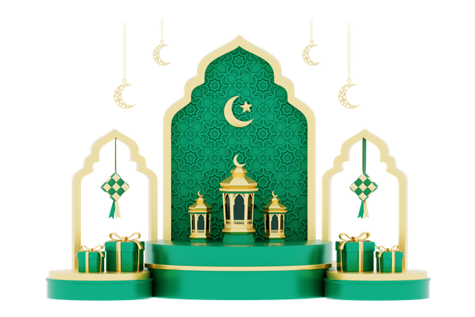 Ramadan Podium  3D Illustration