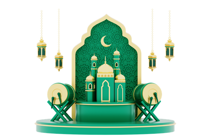 Ramadan Podium  3D Illustration