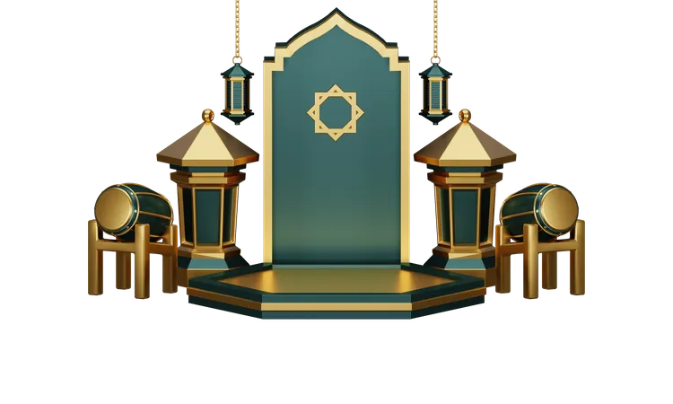 Ramadan Podium  3D Illustration