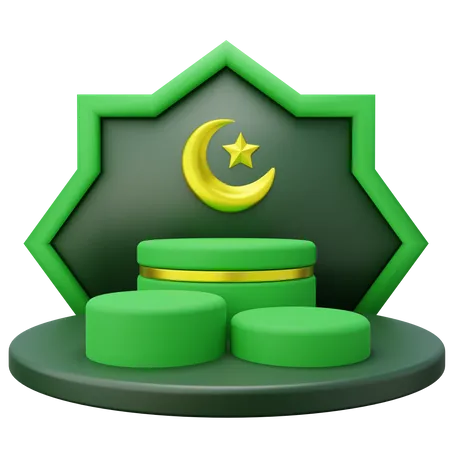 3 D Ramadan Floated Product Podium Decorated With Islamic Ornament Background 3D Illustration