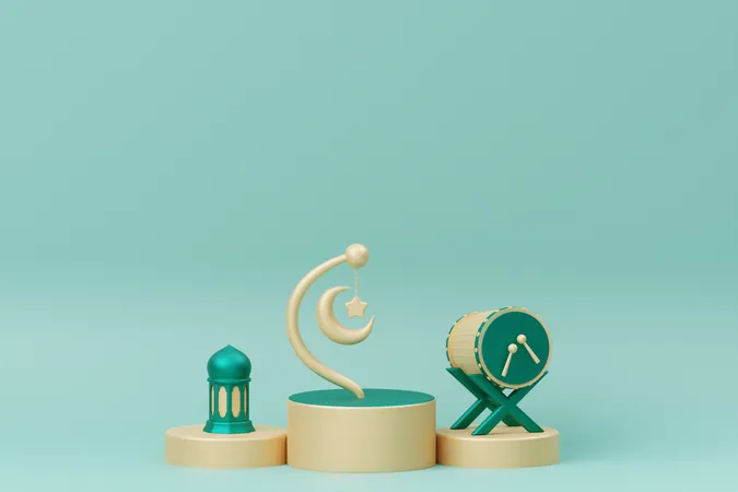 Podium Ramadan Avec Bedug  3D Illustration