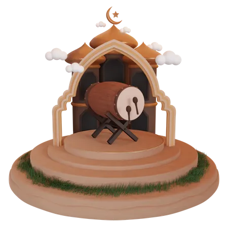 Ramadan-Podium mit islamischen Ornamenten  3D Illustration