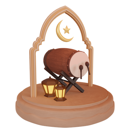 Ramadan-Podium mit islamischen Ornamenten  3D Illustration