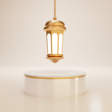 Ramadan-Podium mit Laterne  3D Illustration