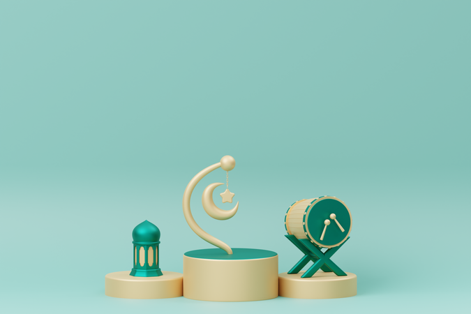 Ramadan Podium With bedug  3D Illustration