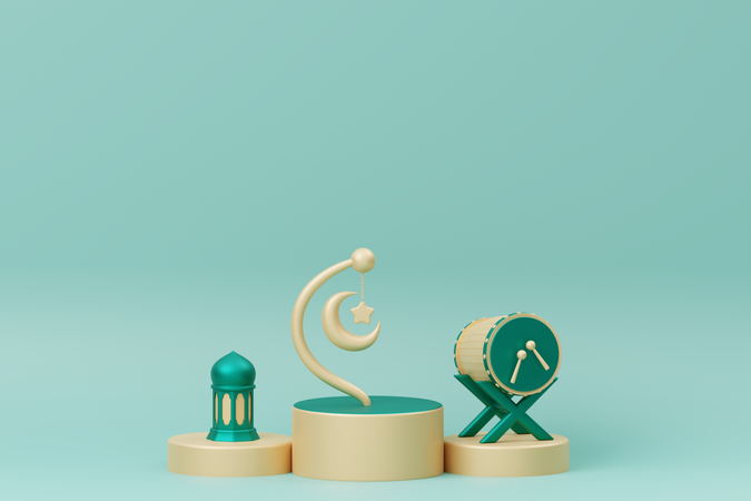 Ramadan Podium With bedug 3D Illustration
