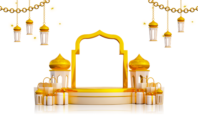 Ramadan Podium with Gift Box  3D Icon