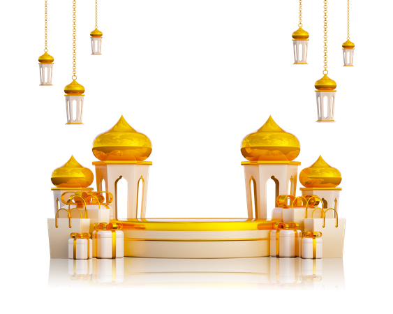 Ramadan Podium with Gift Box  3D Icon