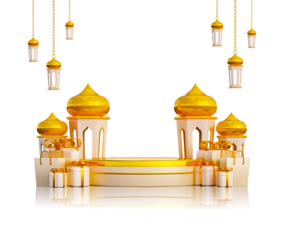 Ramadan Podium with Gift Box  3D Illustration