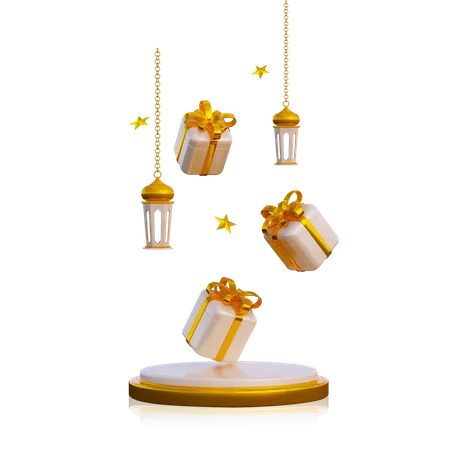 Ramadan Podium With Gift Box  3D Illustration