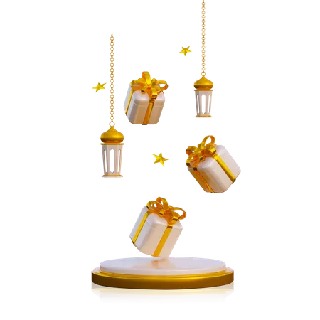 Ramadan Podium With Gift Box 3D Illustration