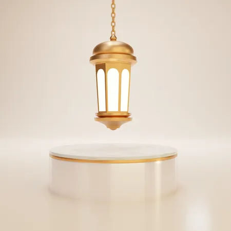 Ramadan Podium with lantern  3D Illustration