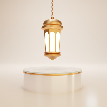 Ramadan Podium with lantern 3D Illustration