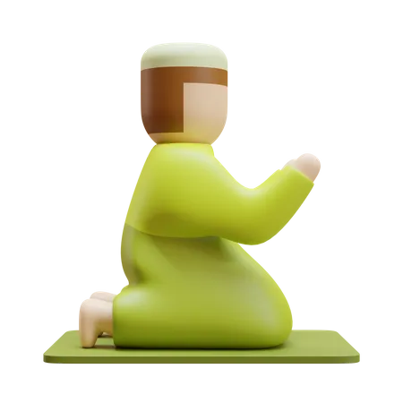 Ramadan Pray 3 D Render Element Showing Islamic Sit Pose 3D Icon