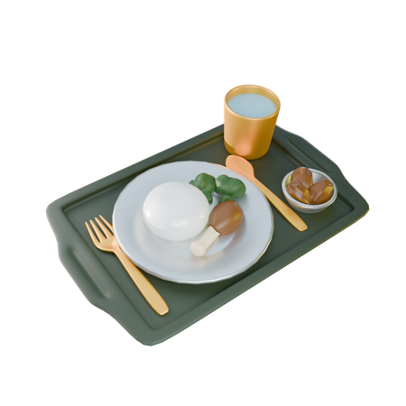 Ramadan Served Tray With Food  3D Icon