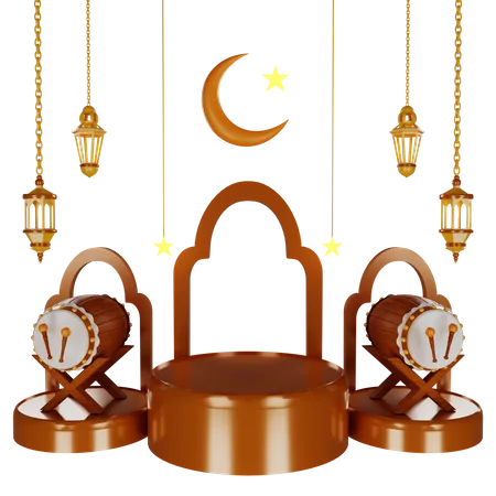 Podio del tambor de ramadán  3D Illustration